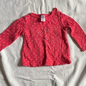 Carter’s Pink Polka Dot “Love You” Pullover, 12M